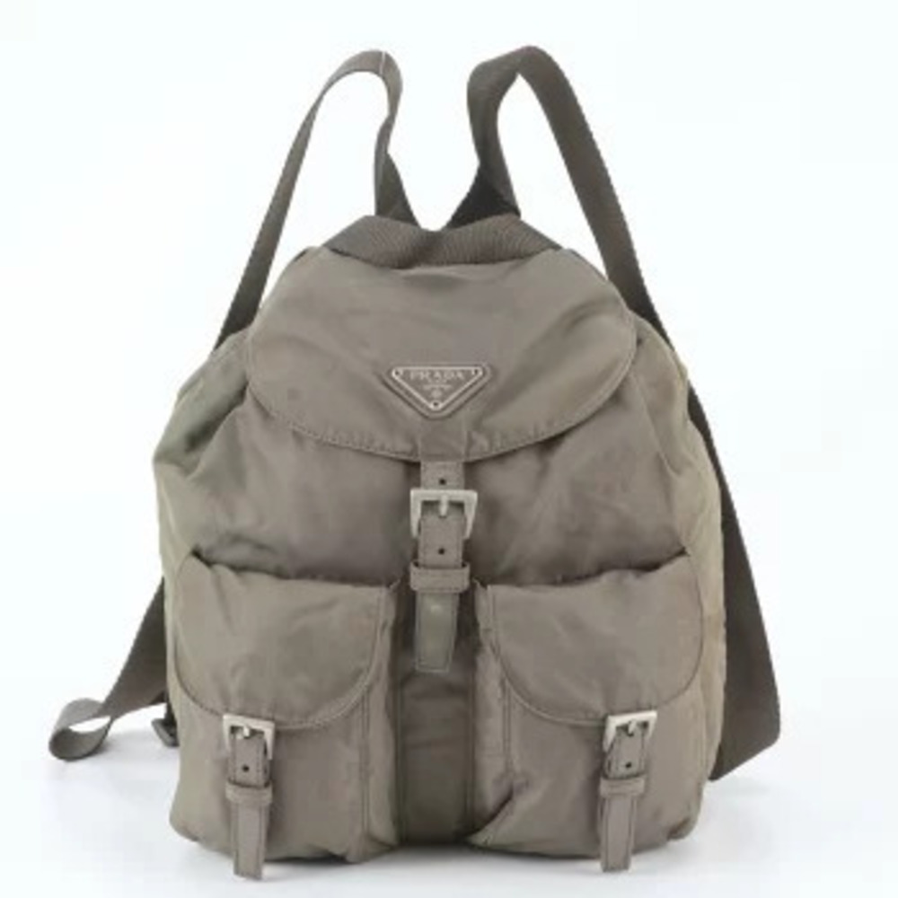 Prada Tessuto Leather Backpack Triangle Bag Brown